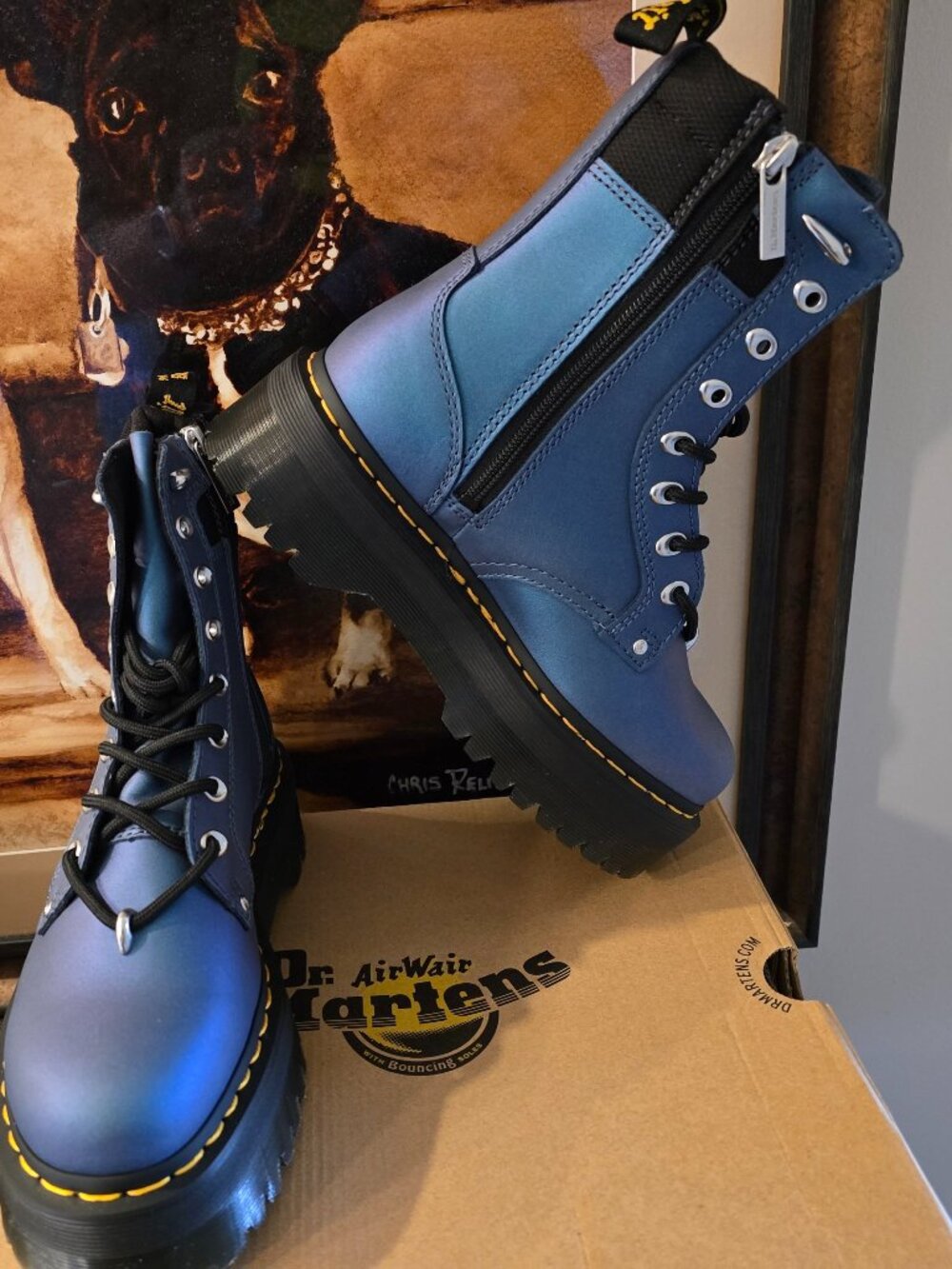 Dr. Martens Jadon II Hardware HDW Platforms Deep Blue Women's Sz 7 US NEW